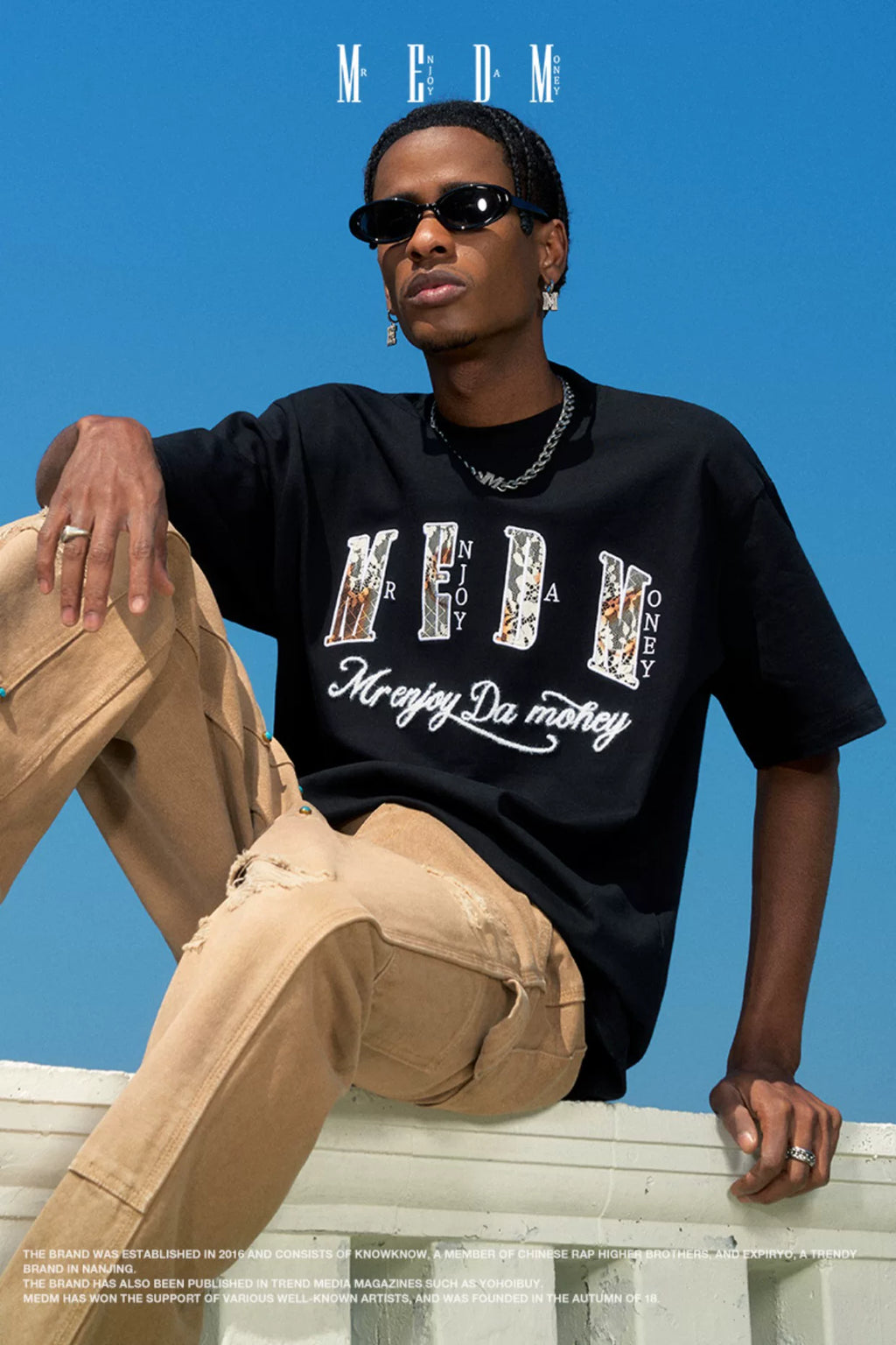 MEDM Lace Embroidery Lettering T-shirt